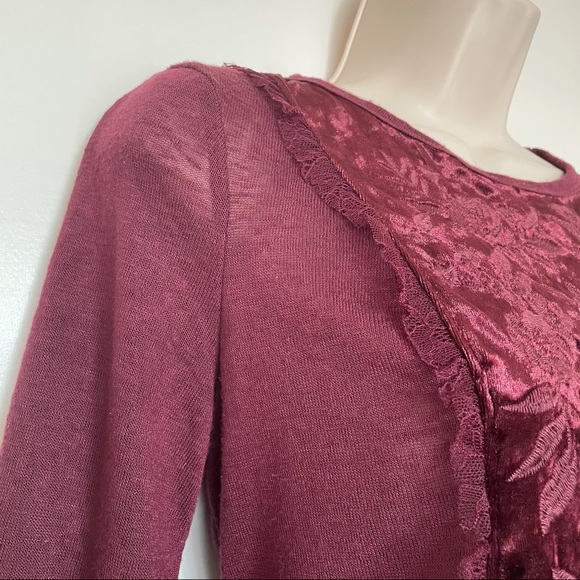 Altar'd State Velvet Floral Long Sleeve Ruffles - Picture 4 of 8